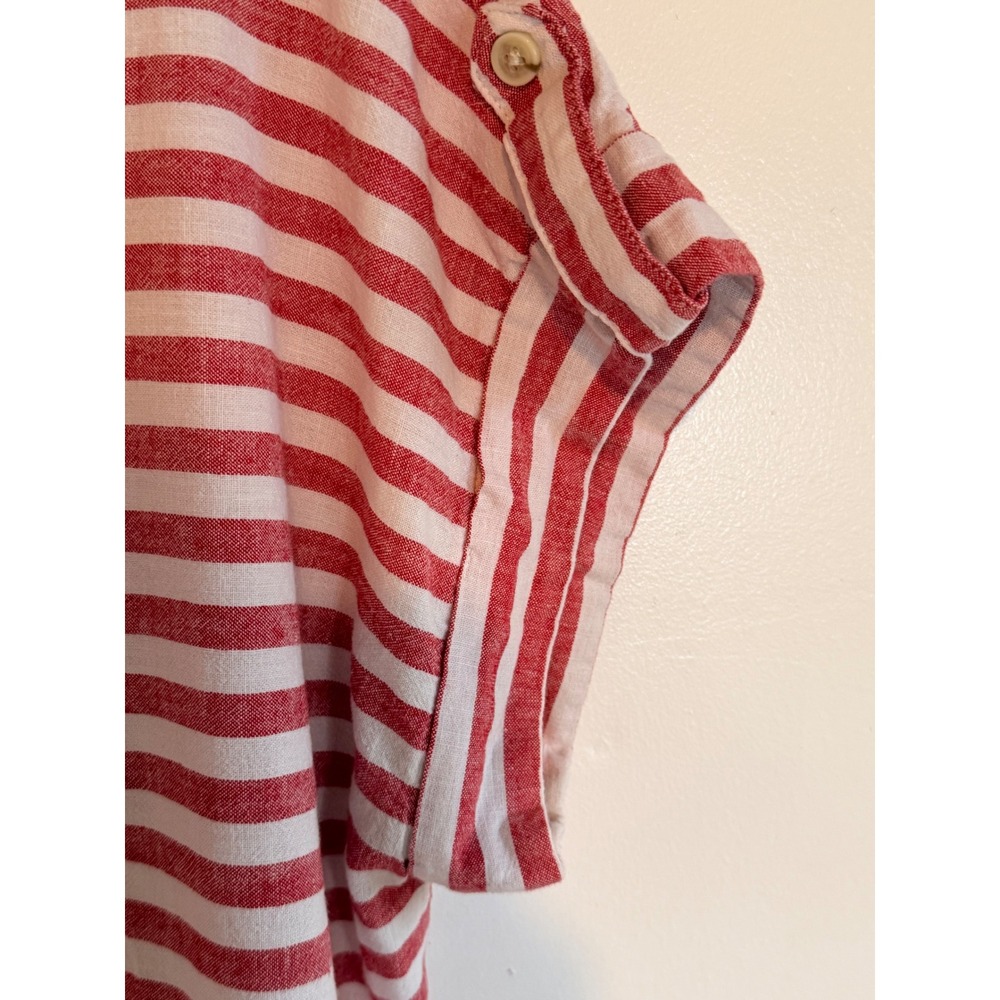 Liz Claiborne Womens XL Red White Striped Linen Blend Nautical Americana Top - Picture 5 of 7